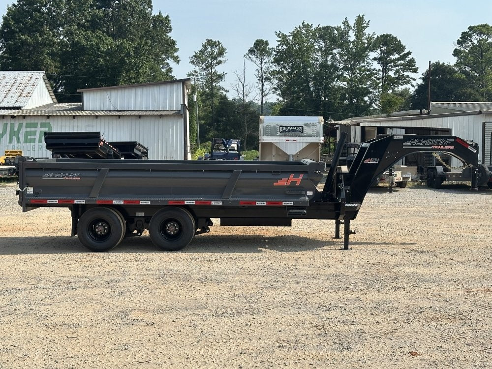 16' HZH GN Dump Trailer w/ 2' Walls (2) 12k Axles, 3-Way Door, Tarp - Dump Trailers - Stryker Dealership Group