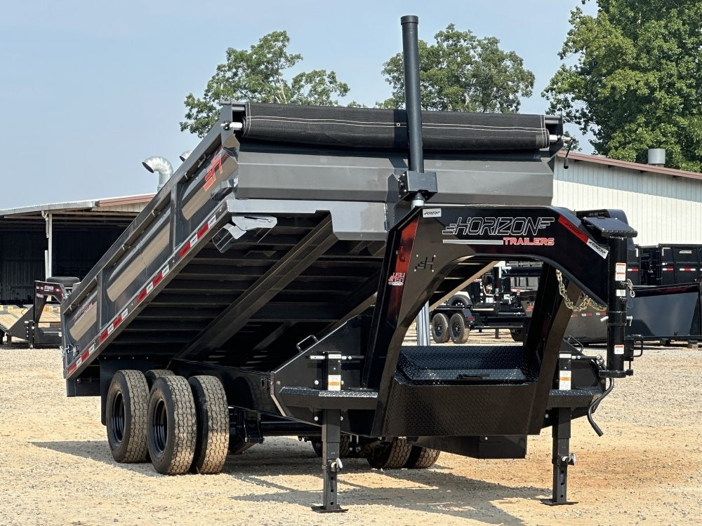 16' HZH GN Dump Trailer w/ 2' Walls (2) 12k Axles, 3-Way Door, Tarp - Dump Trailers - Stryker Dealership Group