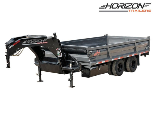 16' HZH GN Dump Trailer w/ 2' Walls (2) 12k Axles, 3-Way Door, Tarp - DT4 Heavy Duty - Stryker Dealership Group