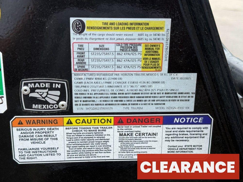 16' HZX GN Dump Trailer 10K Axles 4' High Sides - Gooseneck Dump - Dump Trailers - Stryker Dealership Group