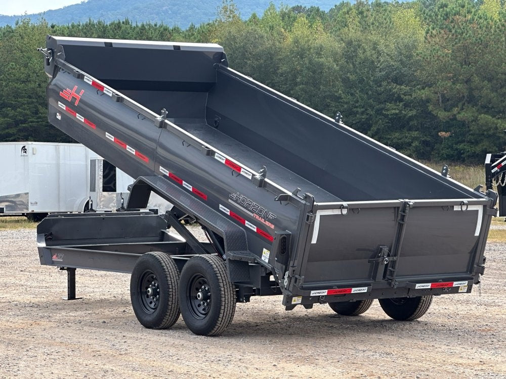 16' LZ7 Dump Trailer 30" Walls - Scissor Lift - 14K GWVR - 14ply Tires - 3 Way Door - Ramps - DT2 Contractor - Stryker Dealership Group