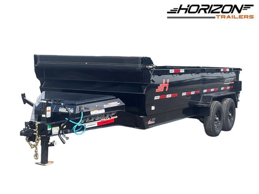 16' LZ7 Dump Trailer 30" Walls - Scissor Lift - 14K GWVR - 14ply Tires - 3 Way Door - Ramps - DT2 Contractor - Stryker Dealership Group