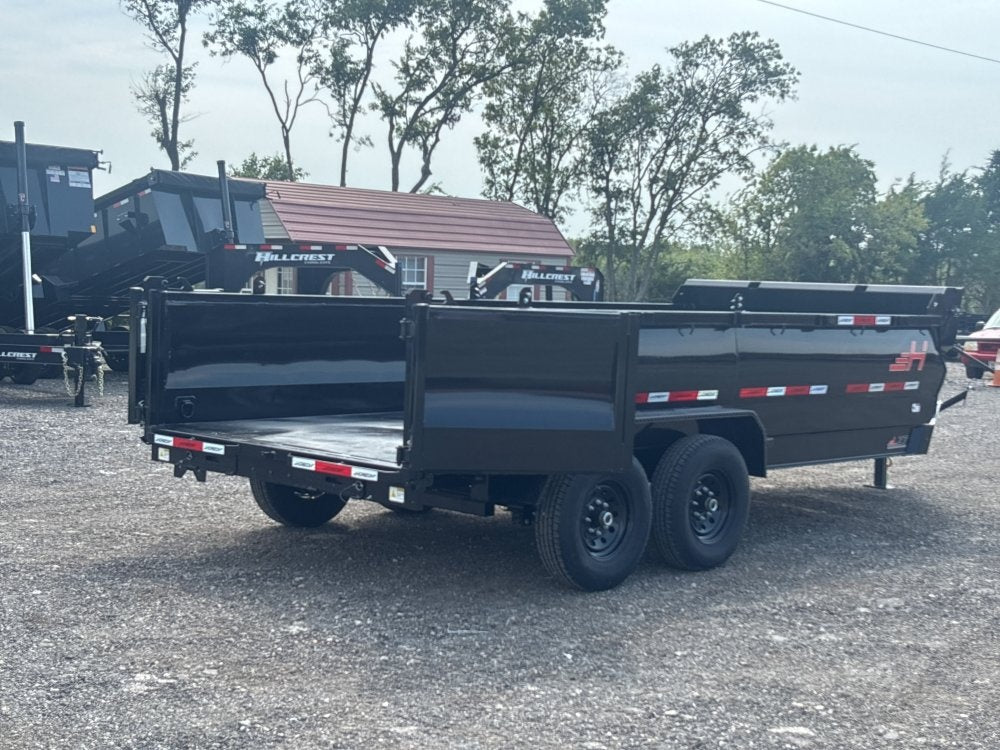 16' LZ7 Dump Trailer 30" Walls - Scissor Lift - 14K GWVR - 14ply Tires - 3 Way Door - Ramps - DT2 Contractor - Stryker Dealership Group