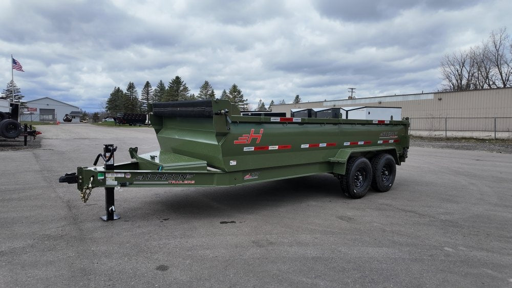 16' LZ7 Dump Trailer 36" Walls - Scissor Lift - 14K GWVR - 14ply Tires - 3 Way Door - Ramps - Dump Trailers - Stryker Dealership Group