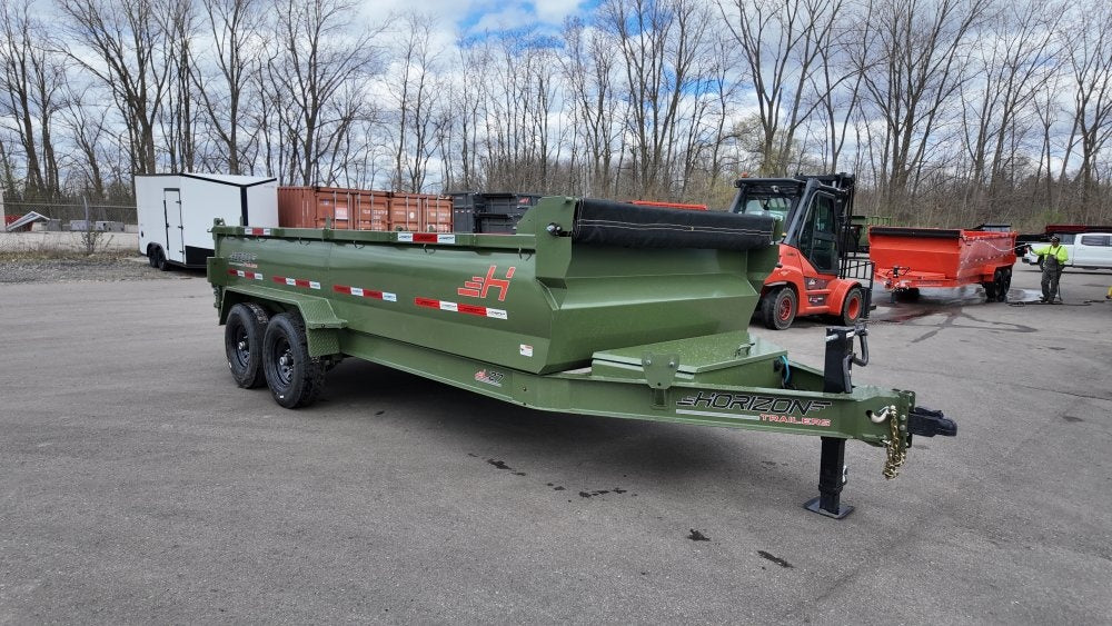 16' LZ7 Dump Trailer 36" Walls - Scissor Lift - 14K GWVR - 14ply Tires - 3 Way Door - Ramps - Dump Trailers - Stryker Dealership Group
