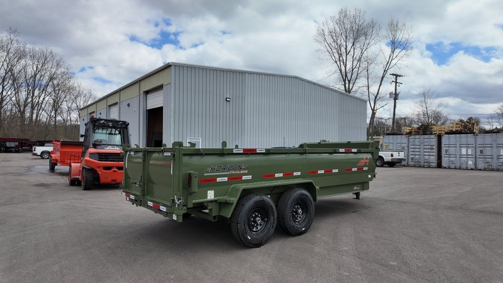 16' LZ7 Dump Trailer 36" Walls - Scissor Lift - 14K GWVR - 14ply Tires - 3 Way Door - Ramps - Dump Trailers - Stryker Dealership Group