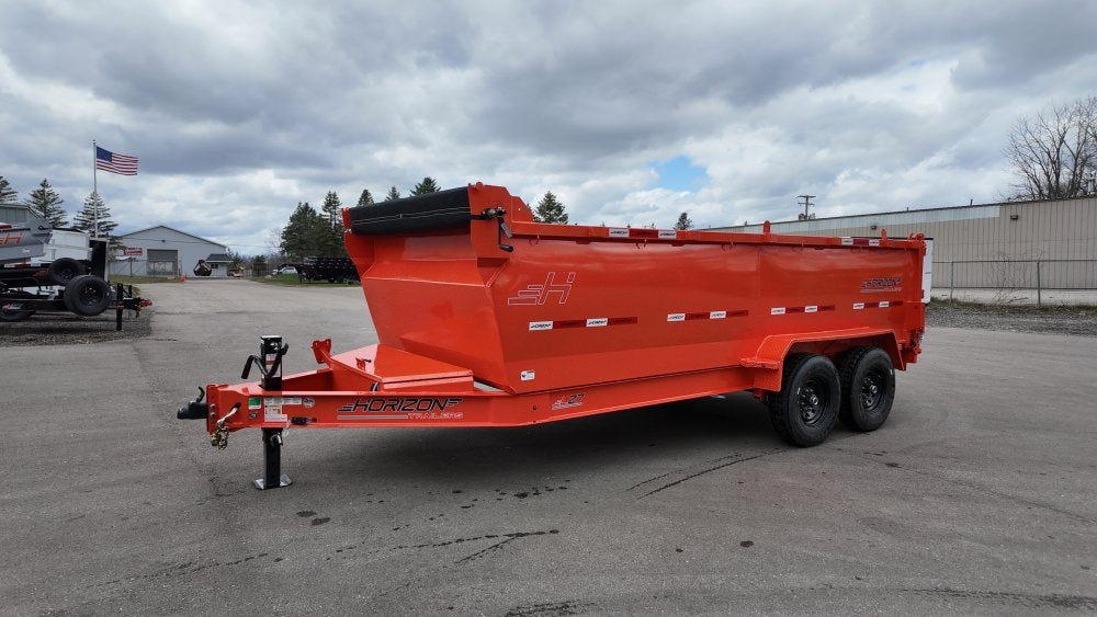 16' LZ7 Dump Trailer 42" Walls - Scissor Lift - 14K GWVR - 14ply Tires - 3 Way Door - Ramps - Dump Trailers - Stryker Dealership Group