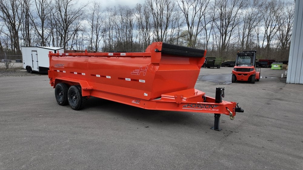 16' LZ7 Dump Trailer 42" Walls - Scissor Lift - 14K GWVR - 14ply Tires - 3 Way Door - Ramps - Dump Trailers - Stryker Dealership Group