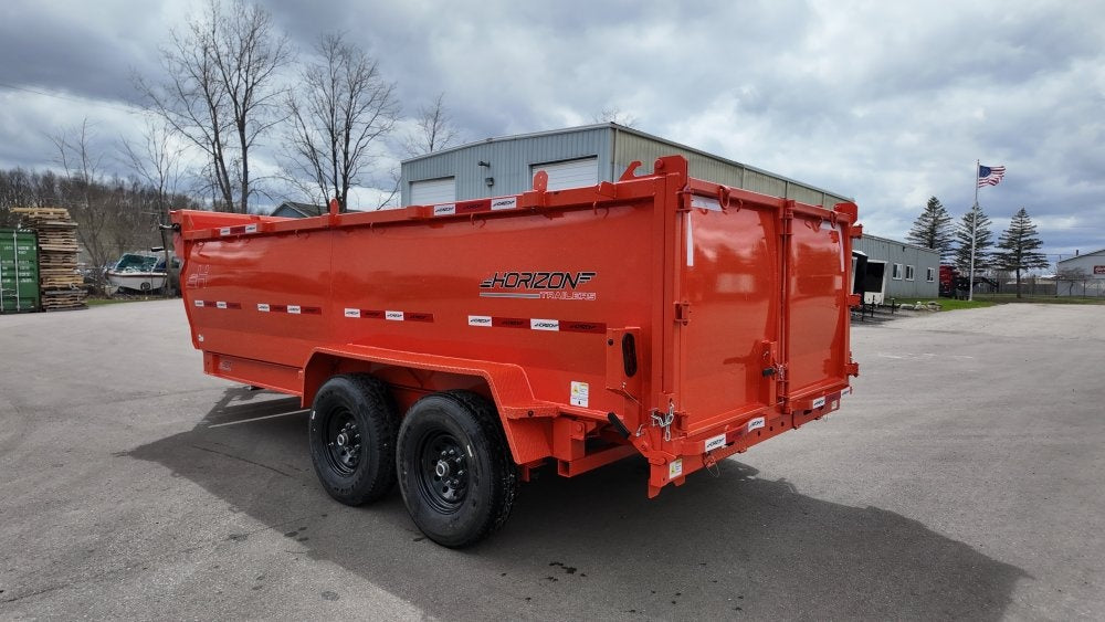 16' LZ7 Dump Trailer 42" Walls - Scissor Lift - 14K GWVR - 14ply Tires - 3 Way Door - Ramps - Dump Trailers - Stryker Dealership Group
