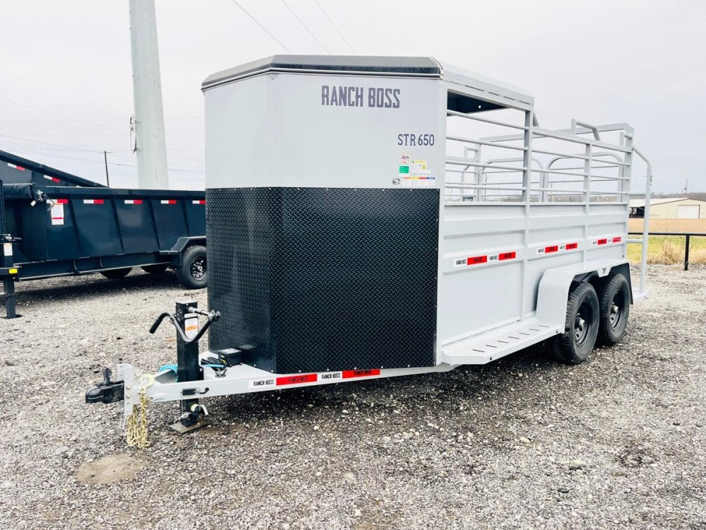 16' Ranch Boss STR Bumper Pull 1/2 Top Livestock Trailer - (2) 7k Axles - Horse Trailers - Stryker Dealership Group