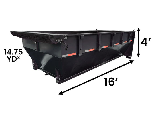 16' RDX Roll Off Bin 4' Walls - Black 116778 - Roll Off Bins - Stryker Dealership Group