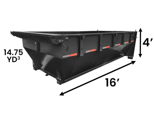 16' RDX Roll Off Bin 4' Walls - Matte Black 7137 - Roll Off Bins - Stryker Dealership Group