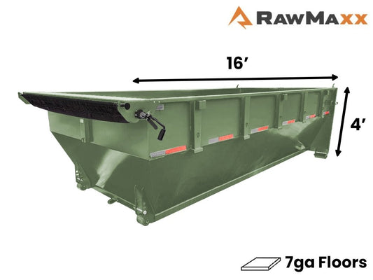 16' RDX Roll Off Bin 4' Walls - Military Green - #RDX117178 - 16x4 Bin/Roll Off Bin - Stryker Dealership Group