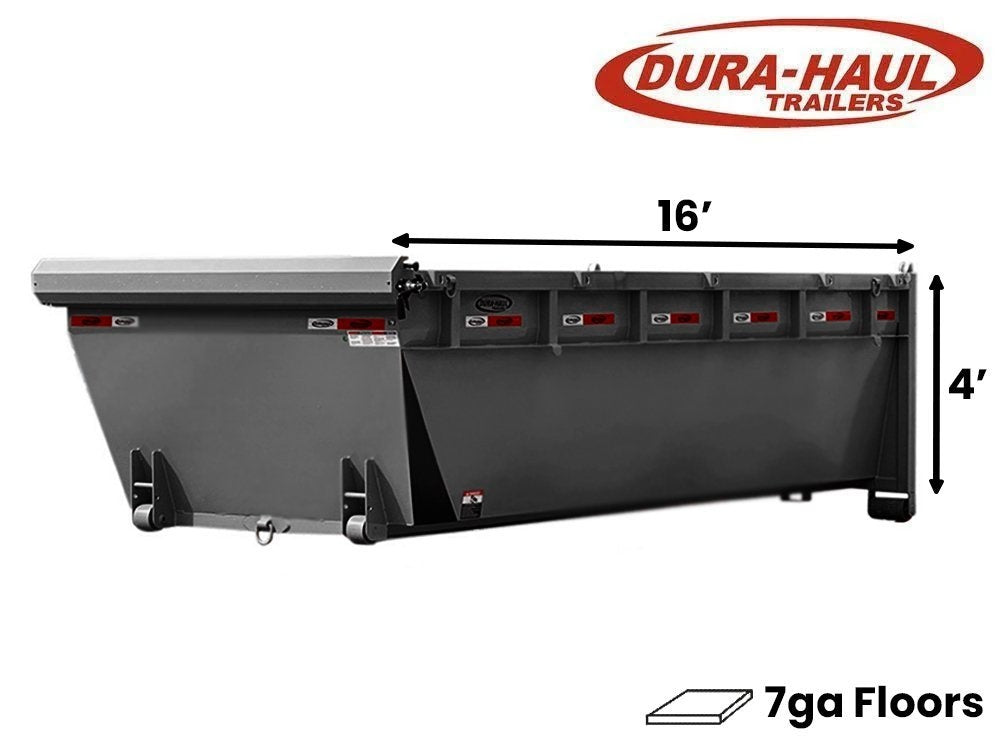 16' Roll Off Bin - 4' Side Wall - 7 Gauge Floor - Charcoal Gray - #9848-10 - 16x4 Bin/Roll Off Bin - Stryker Dealership Group