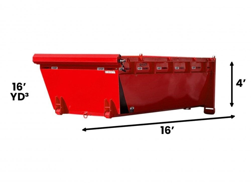 16' Roll Off Bin - 4' Side Wall - 7 Gauge Floor - Red Gloss - #9848-31 - 16x4 Bin/Roll Off Bin - Stryker Dealership Group