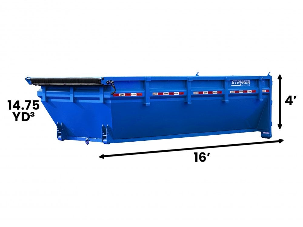 16' Roll Off Bin 4' Walls - Blue - #SR2-1281 - 16x4 Bin/Roll Off Bin - Stryker Dealership Group