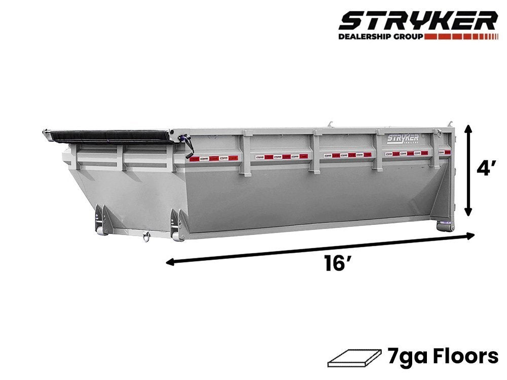 16' Roll Off Bin 4' Walls - Cloud Gray - #SR2-1227 - 16x4 Bin/Roll Off Bin - Stryker Dealership Group