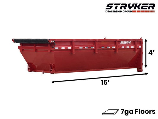 16' Roll Off Bin 4' Walls - Red - #SR2-1266 - 16x4 Bin/Roll Off Bin - Stryker Dealership Group