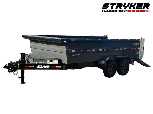 16' SDT Dump Trailer 36" Side Walls - 620 Scissor Lift - 3 Way Gate - DT2 Contractor - Stryker Dealership Group