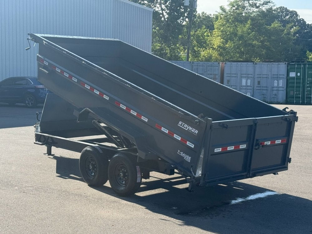 16' SDT Dump Trailer 36" Side Walls - 620 Scissor Lift - 3 Way Gate - DT2 Contractor - Stryker Dealership Group