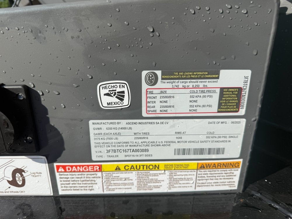 16' SDT Dump Trailer 36" Side Walls - 620 Scissor Lift - 3 Way Gate - DT2 Contractor - Stryker Dealership Group