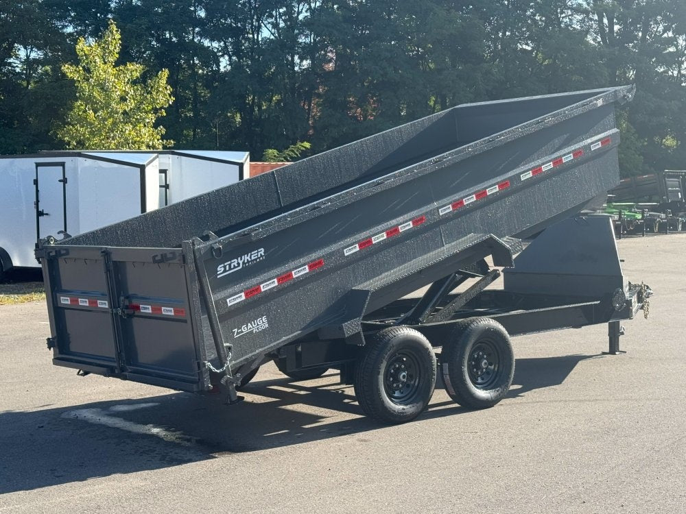 16' SDT Dump Trailer 36" Side Walls - 620 Scissor Lift - 3 Way Gate - DT2 Contractor - Stryker Dealership Group