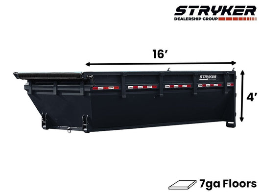 16' SR2 Roll Off Bin 4' Walls - Black - #SR2-1196 - 16x4 Bin/Roll Off Bin - Stryker Dealership Group