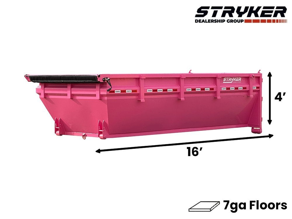 16' SR2 Roll Off Bin 4' Walls - Pink - #SR2-1212 - 16x4 Bin/Roll Off Bin - Stryker Dealership Group