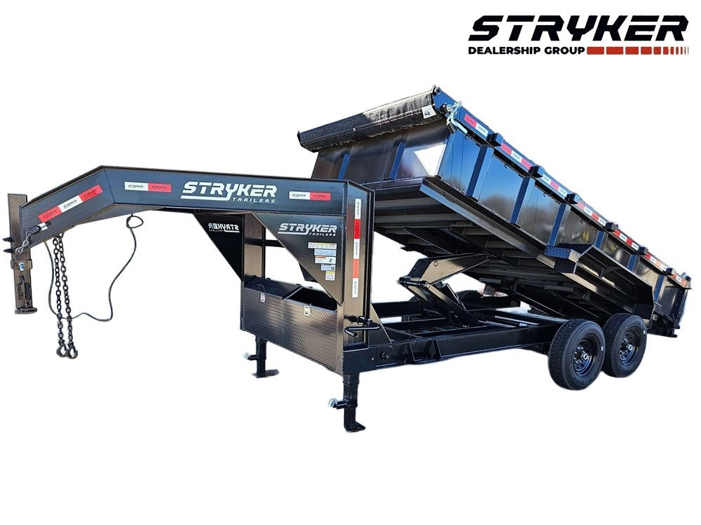 16' Stryker SDT Gooseneck Dump Trailer 24" Side Walls - (2) 7k Axles - Gooseneck Dump - Dump Trailers - Stryker Dealership Group
