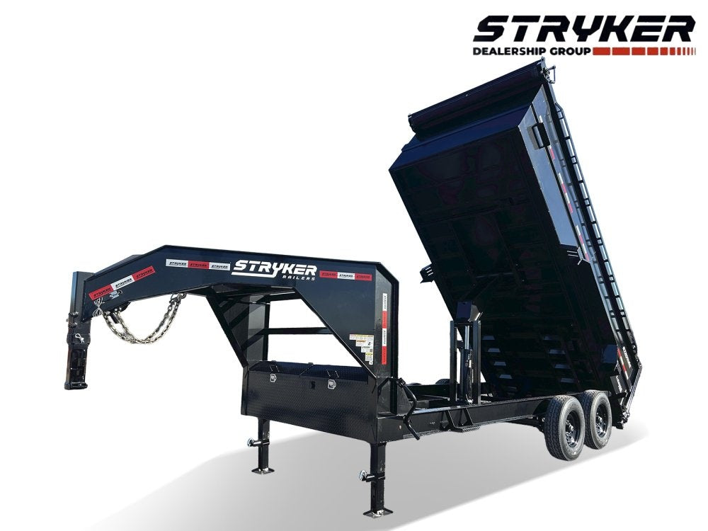 16' Stryker SDT Gooseneck Dump Trailer 48" Side Walls - (2) 7k Axles - Gooseneck Dump - Dump Trailers - Stryker Dealership Group