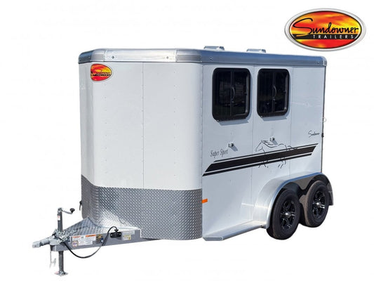 16' Sundowner 2 Horse Supertack - White - Porch Lights - 2 Horse/Horse Trailers - Stryker Dealership Group