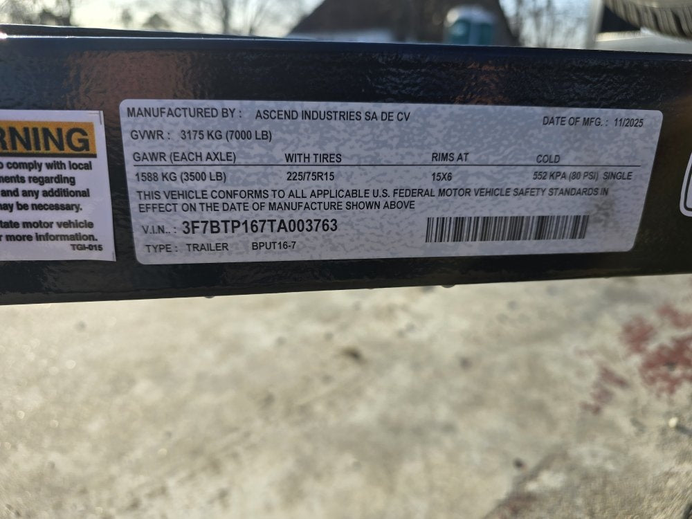 16' Utility Trailer (2) 3.5K Axles, 77" Wide, Side Ramps and 4' Gate - Utility & SXS - Stryker Dealership Group