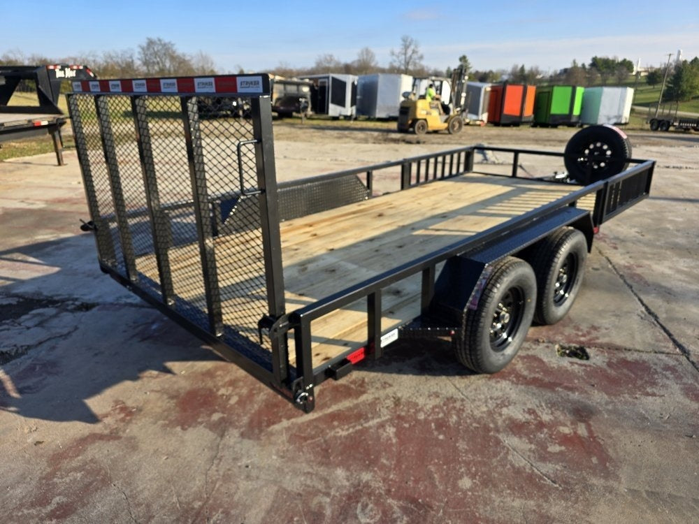 16' Utility Trailer (2) 3.5K Axles, 83" Wide, Side Ramps and 4' Gate - Utility & SXS - Stryker Dealership Group