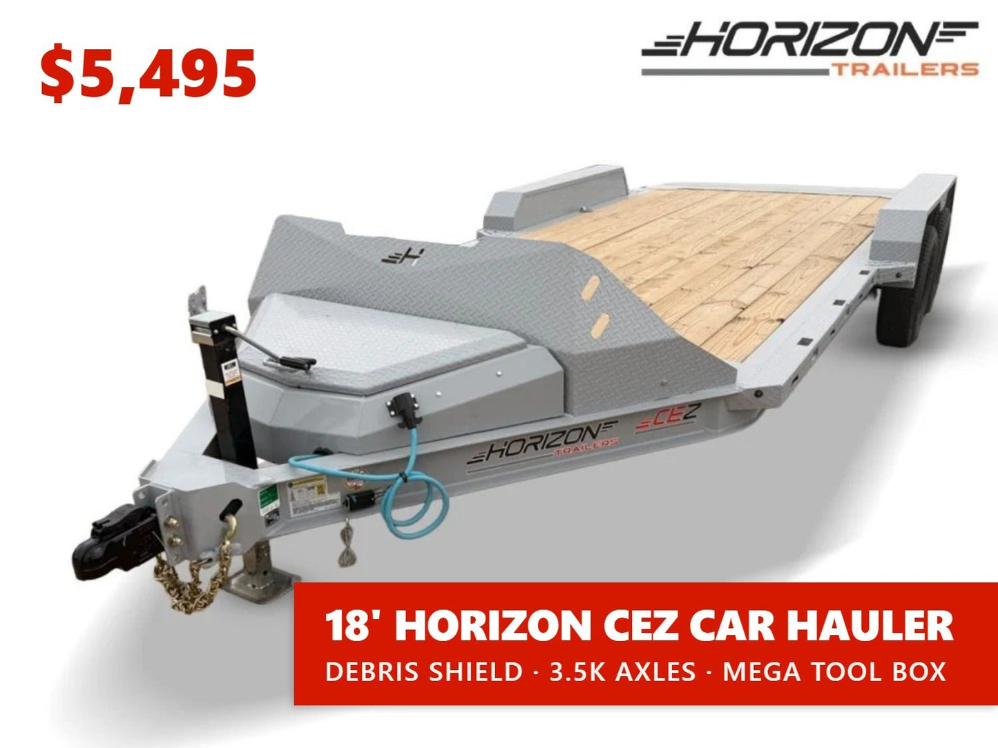 18' Horizon CEZ Bumper Pull Single Car Trailer - (2) 3.5K Axles 016083 - Stryker Dealership Group