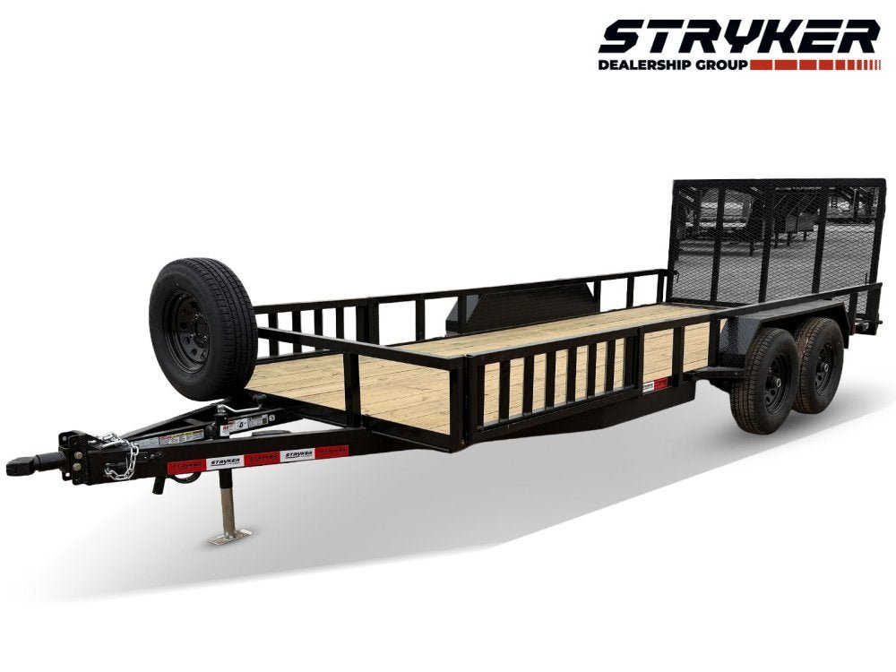 18' Utility Trailer (2) 5.2K Axles, 83" Wide, Side Ramps and 4' Gate 004066 - Stryker Dealership Group