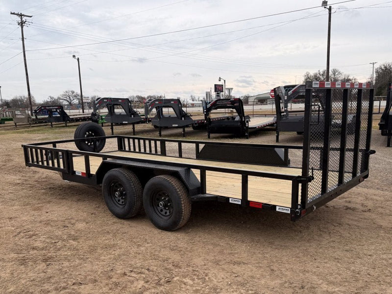 18' Utility Trailer (2) 5.2K Axles, 83" Wide, Side Ramps and 4' Gate 004066 - Stryker Dealership Group