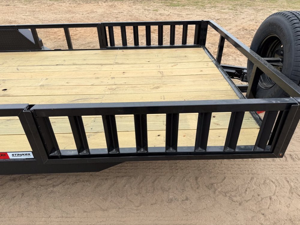 18' Utility Trailer (2) 5.2K Axles, 83" Wide, Side Ramps and 4' Gate 004066 - Stryker Dealership Group