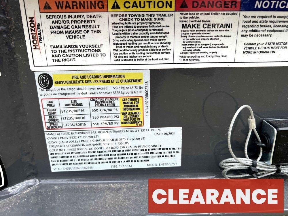 18' EHZ BP Equipment Trailer 2 - 7k Axles Slide in Ramps Drive Over Fenders - Equipment Trailers - Stryker Dealership Group