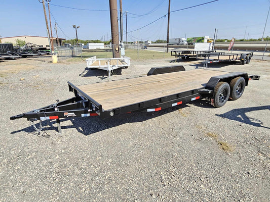 18' x 83" wide Car Hauler (2) 3500lb Axles 1 brake Stored Ramps Wood Floor INV-2970 - Single Car Trailers - Stryker Dealership Group