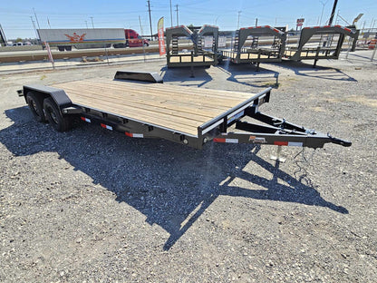 18' x 83" wide Car Hauler (2) 3500lb Axles 1 brake Stored Ramps Wood Floor INV-2970 - Single Car Trailers - Stryker Dealership Group