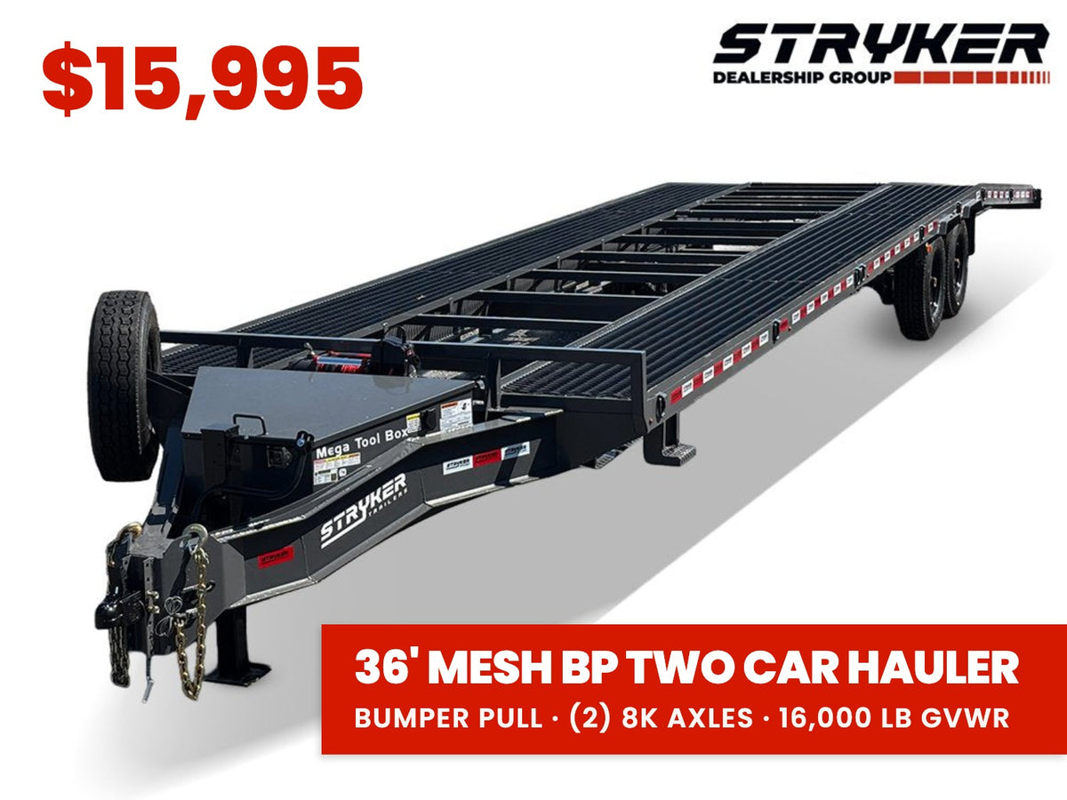 36' Stryker Bumper Pull Mesh Deck Multi Car Hauler - (2) 8k Axles 004675