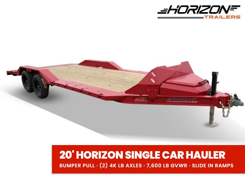 20' Horizon CEZ Bumper Pull Single Car Trailer - (2) 3.5K Axles 016092 - Stryker Dealership Group