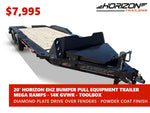 20' Horizon EHZ Bumper Pull Equipment Trailer Mega Ramps - (2) 7K Axles 003808 - Stryker Dealership Group