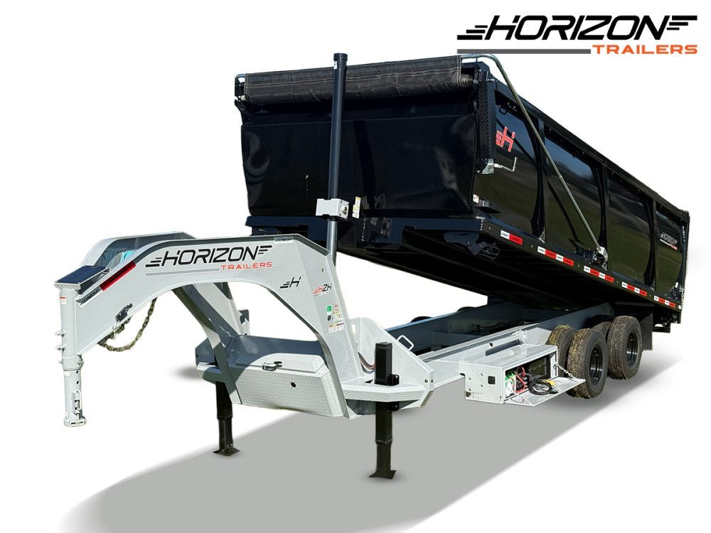 20 Horizon HZH Gooseneck Dump Trailer 48" Side Walls Hydraulic Jacks - (2) 12K Axles 016718 - Stryker Dealership Group