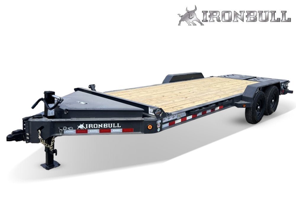 20' Iron Bull EWB Bumper Pull Equipment Trailer Mega Ramps - (2) 7,000 lb Axles 112667 - Stryker Dealership Group
