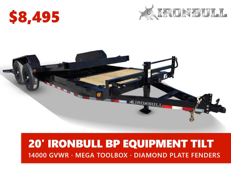 20' Iron Bull TLB Bumper Pull Equipment Tilt Trailer - (2) 7,000 lb Axles 112865 - Stryker Dealership Group
