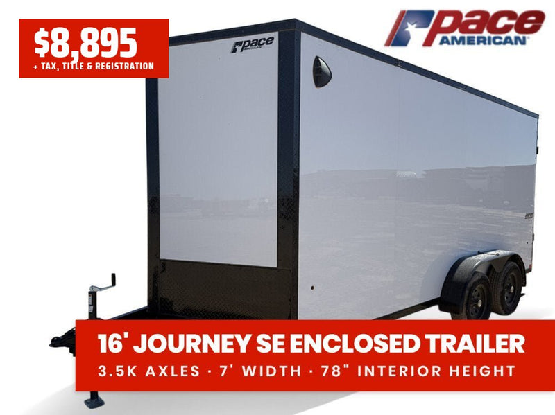 7 x 16 Journey SE Flat Top Sloped V Nose (2) 3500 lbs Axles 146229