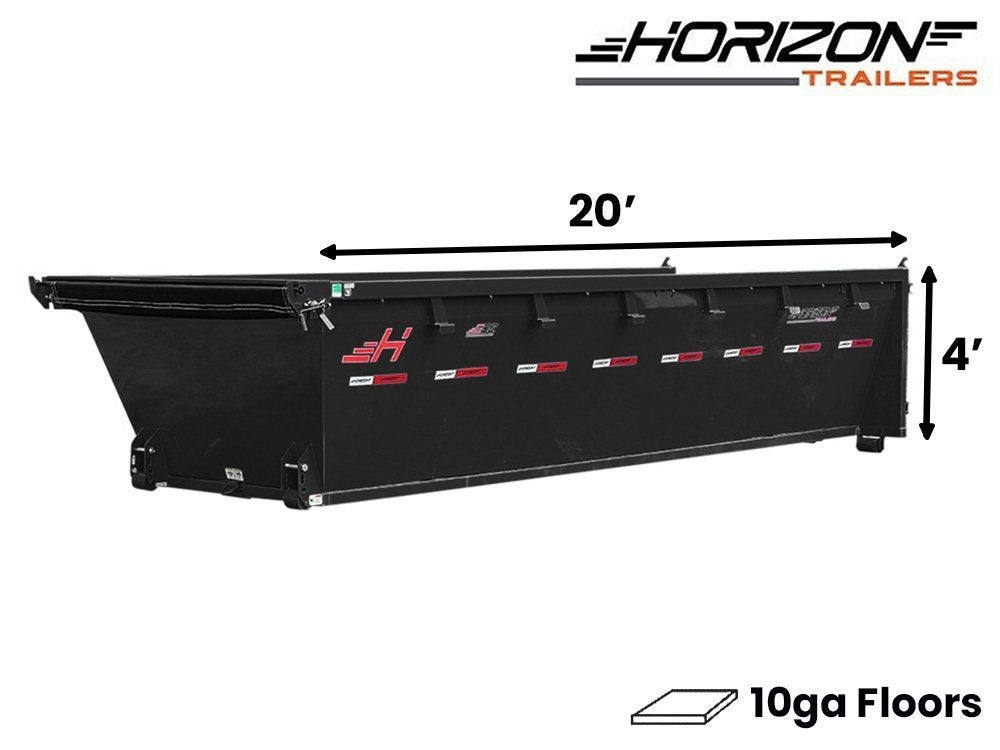 20' EDZ Roll Off Bin 4' Walls - Black - #EDZ0004533 - Roll Off Bin/RO 20x4 Bin - Stryker Dealership Group