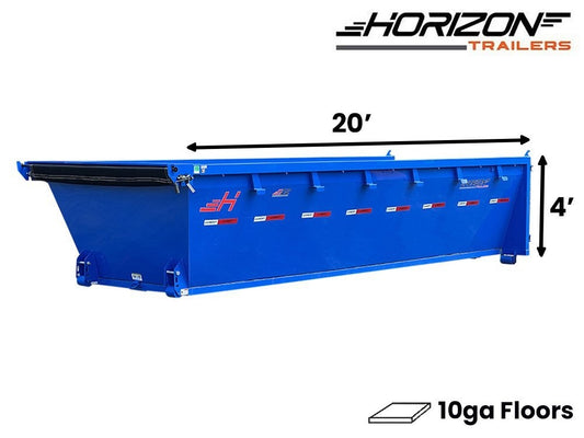 20' EDZ Roll Off Bin 4' Walls - Blue - #EDZ0004539 - 20x4 Bin/Roll Off Bin - Stryker Dealership Group