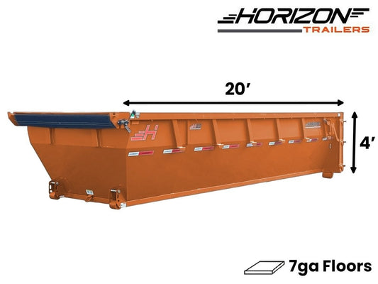 20' HDZ Roll Off Bin 4' Walls - Orange - #HDZ0005841 - 20x4 Bin/Roll Off Bin - Stryker Dealership Group